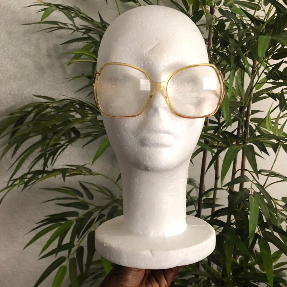 VTG Large Oversize Octagon Amber Gold Spectacles Prescription Frames Eyeglasses